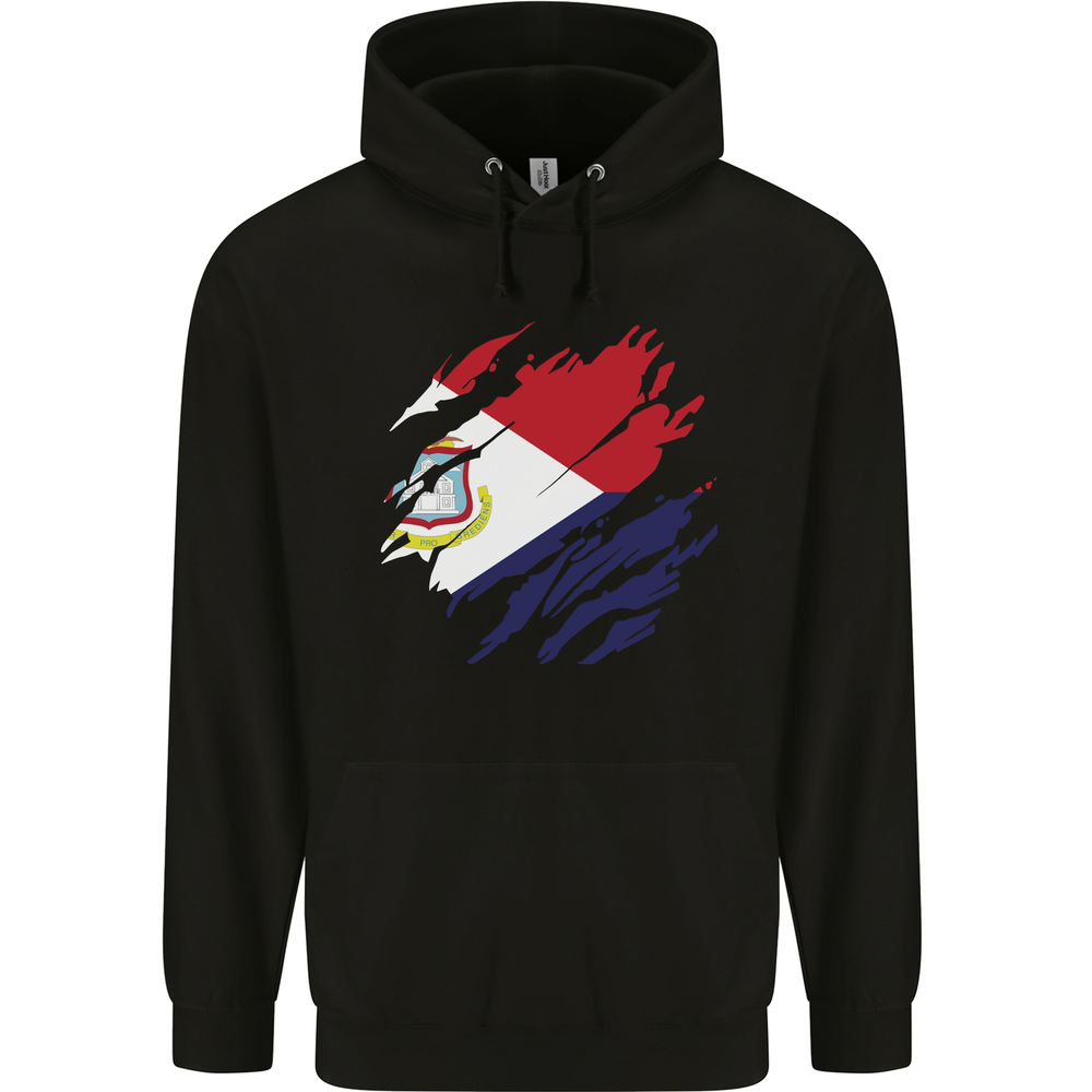 Torn Flag Saint Martin Mens 80% Cotton Hoodie