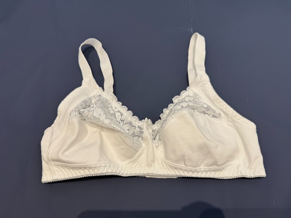 Bonmarche Bra Wire Free Nonpadded Lace Detail Cotton Full Cup Size 38D White