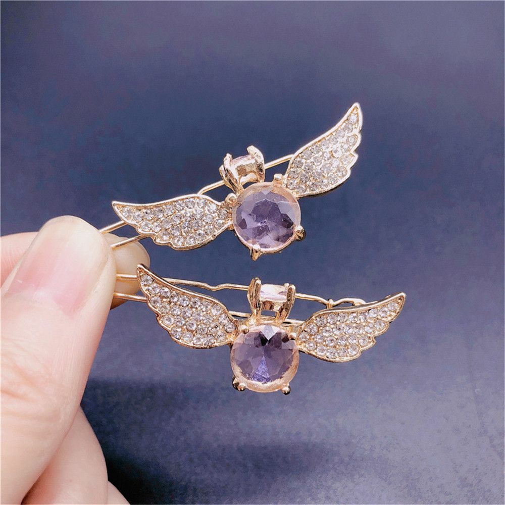 New Fashion Ins Korean Hair Clip Angel Wings Hairpin Imitation Crystal