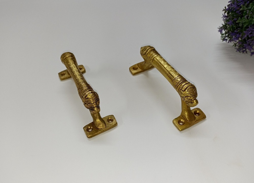 Double Tiger Brass Door Handle Leopard Design Drawer Pull AJ166-image