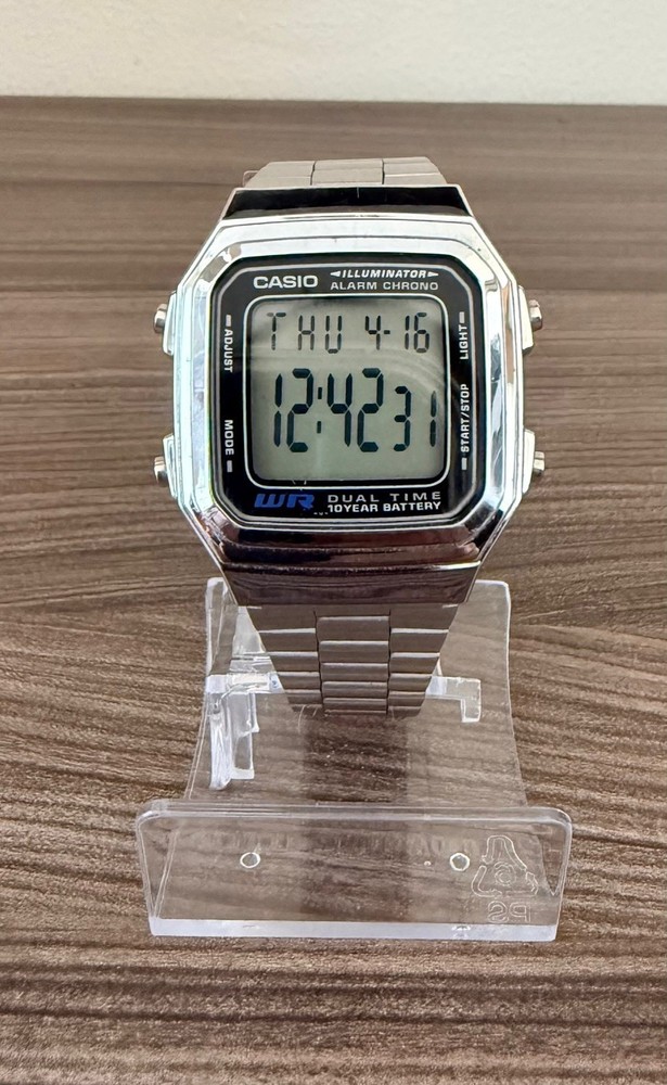 Casio 3234 A178W Chrome Retro Digital Watch Stainless Steel Bracelet LED Light