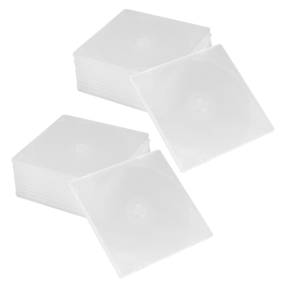 20Pcs Slim Clear CD DVD Case Boxes for Transparent Storage Organizer