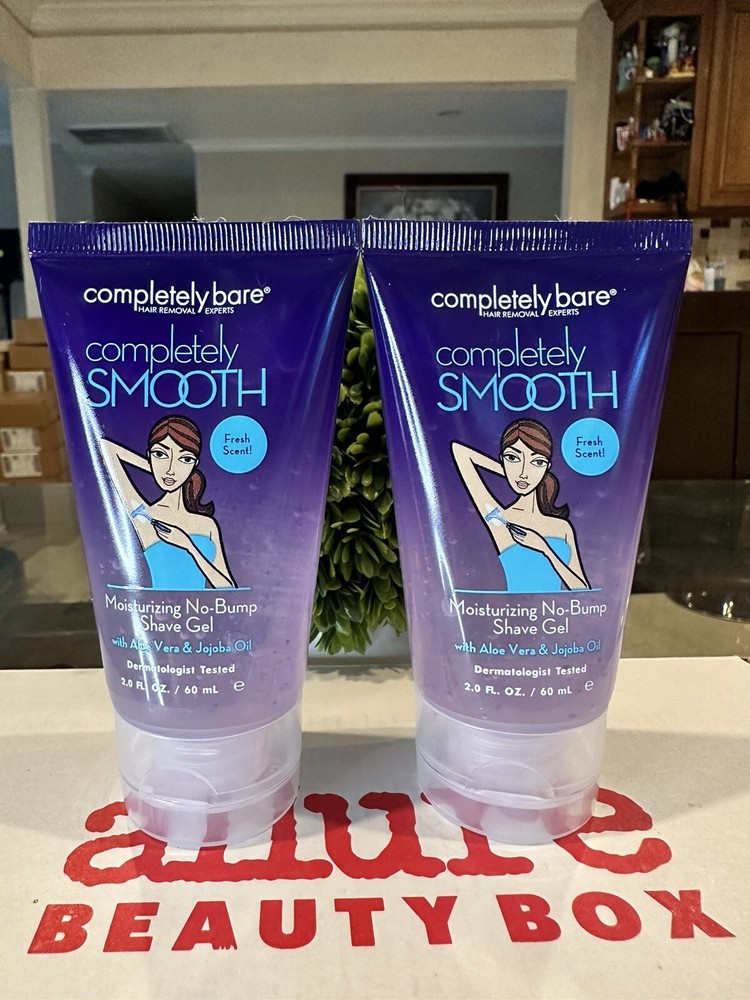 2x Completely Bare SMOOTH Moisturizing No-Bump Shave Gel Travel Size 2.0 FL OZ E