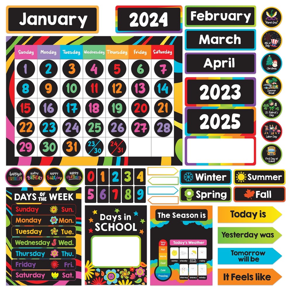 Decorably 143 Pcs Classroom Calendar Set Bulletin Board - School Calendar for...