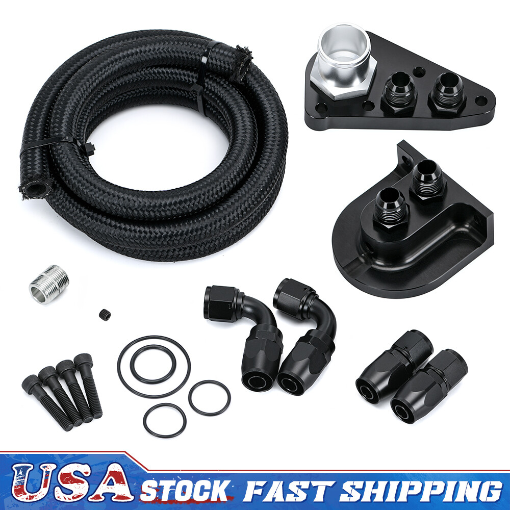 Ford 4.6L 5.4L 10AN Oil Filter Relocation Kit for Mustang GT F150 Billet Adapter