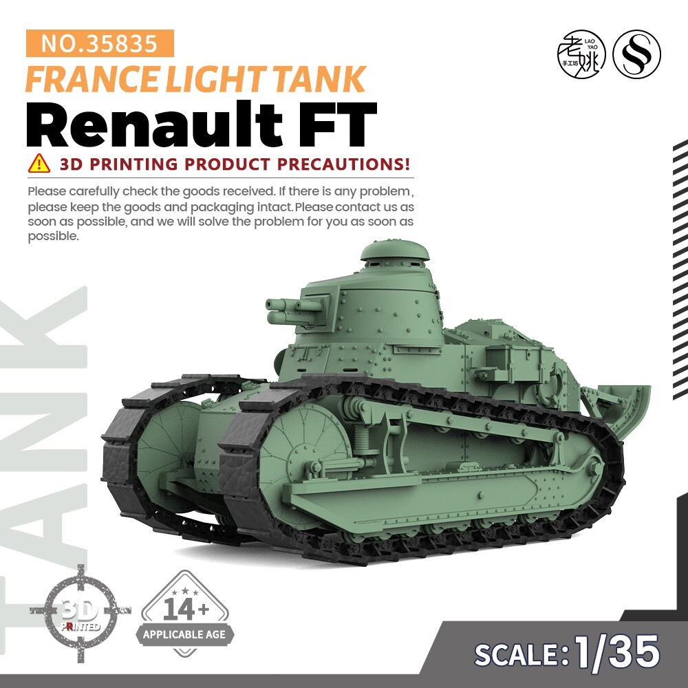 1/35 Scale France Renault FT Light Tank Military Model Kit