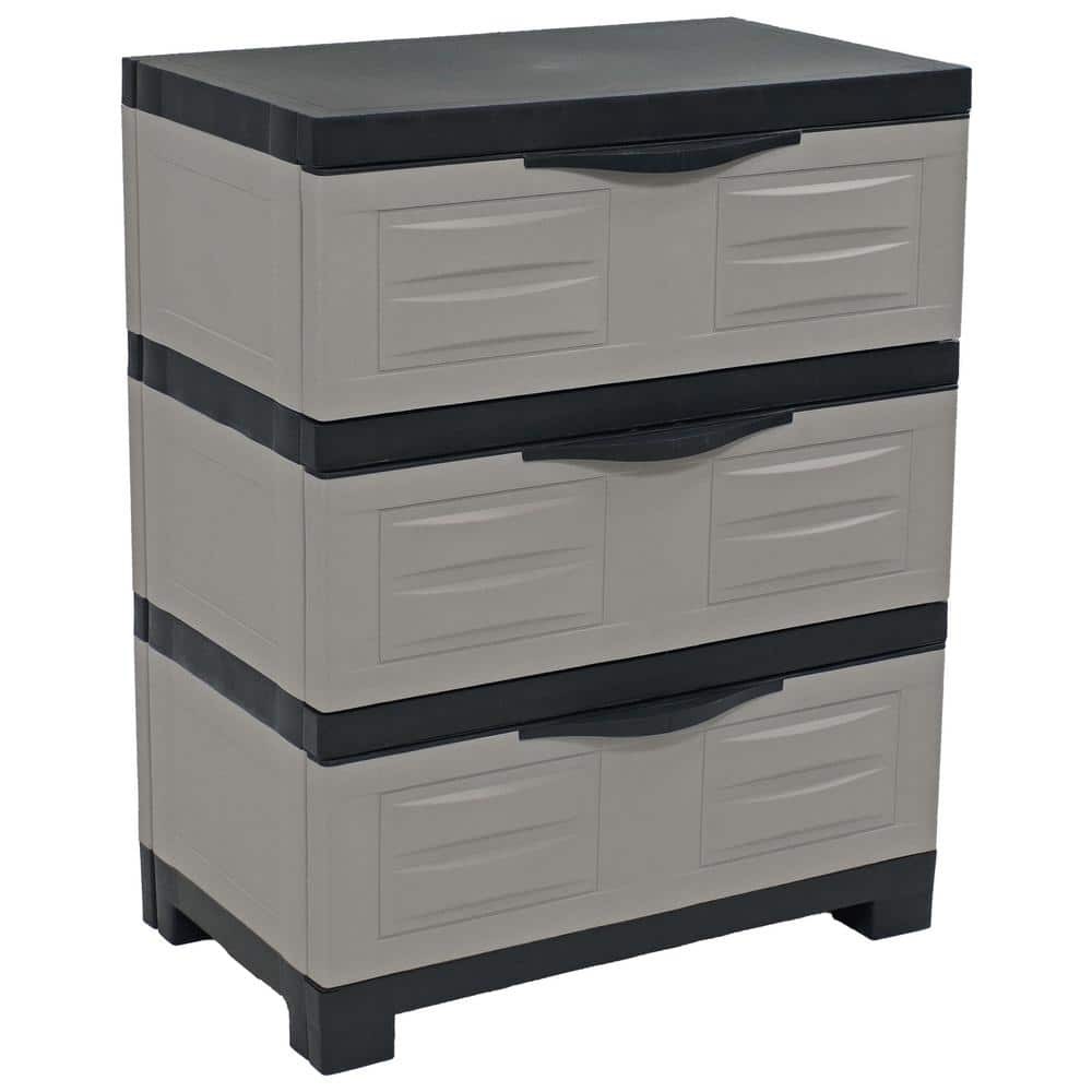 Heavy-Duty Gray Stackable 3-Drawer Polypropylene Organizer 23W x30H x14D
