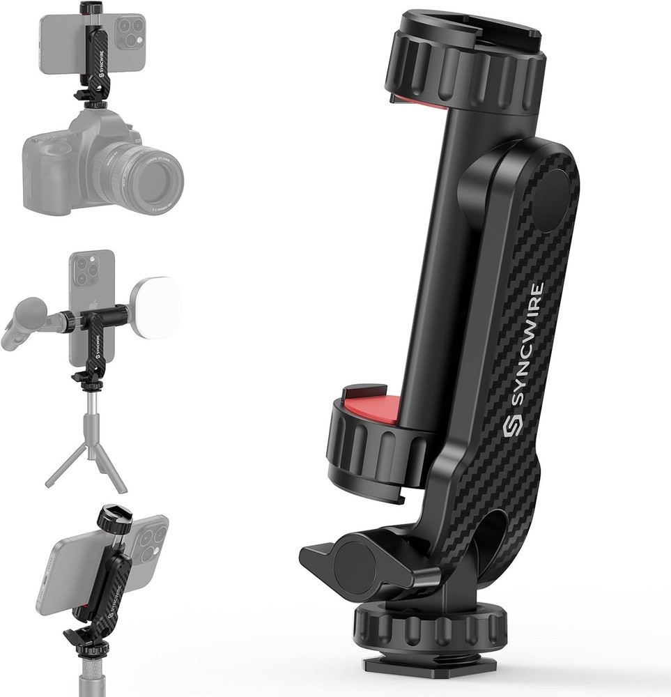 SYNCWIRE Tripod Phone Mount, Universal Smartphone Mount Adapter with 2 Black
