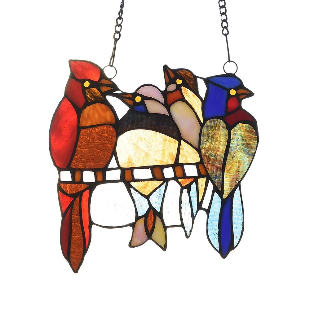Four Birds Stained Glass Window Hangings Tiffany Style Art Handicrafts Birds ...