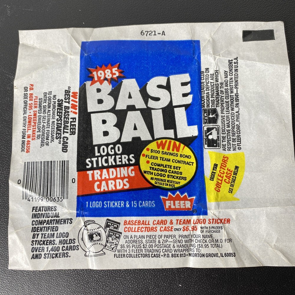 1985 Fleer Baseball Empty Wax Pack Wrapper Bulk Discounts Available