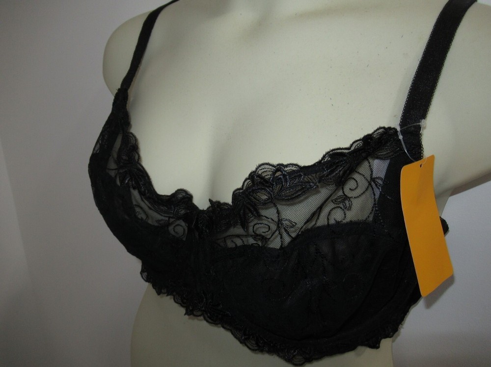 WingsLove Black Lace Underwire Balcony Bra US /UK 42DD/E EU95E New