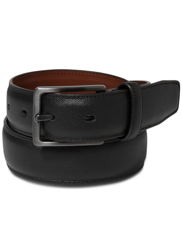 Perry Ellis Men's Black Double Loop Leather Dress Belt Size 48