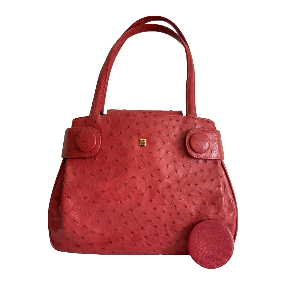 Authentic Bally Handbag Red Leather From Japan 0851