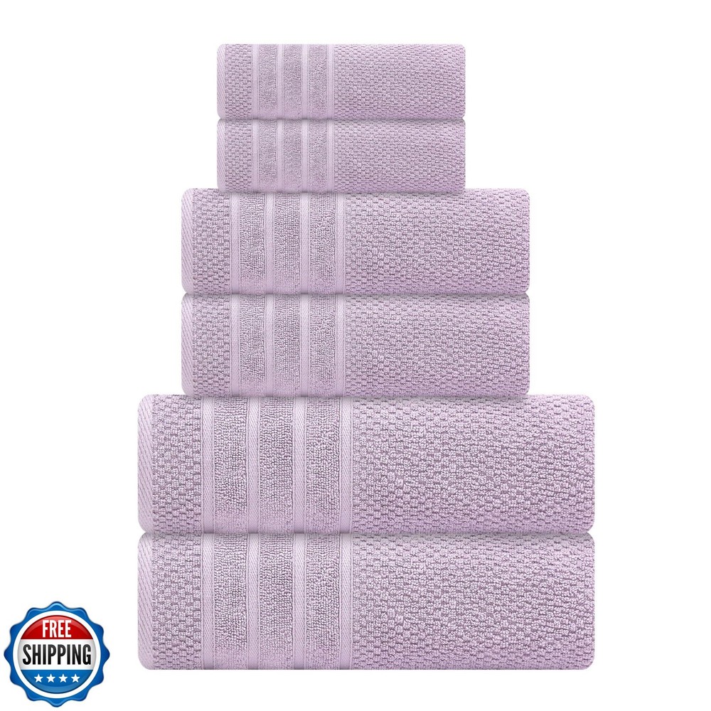 Luxury 100% Cotton Bath Towel Set - 6-Piece Large Thick Soft Absorbent Towels