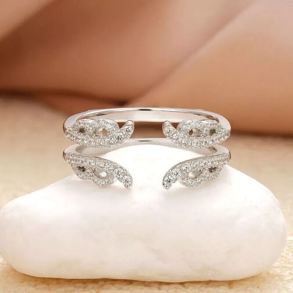 2Ct Round Cut Simulated Diamond Enhancer Wedding Ring In 14k White Gold Plated