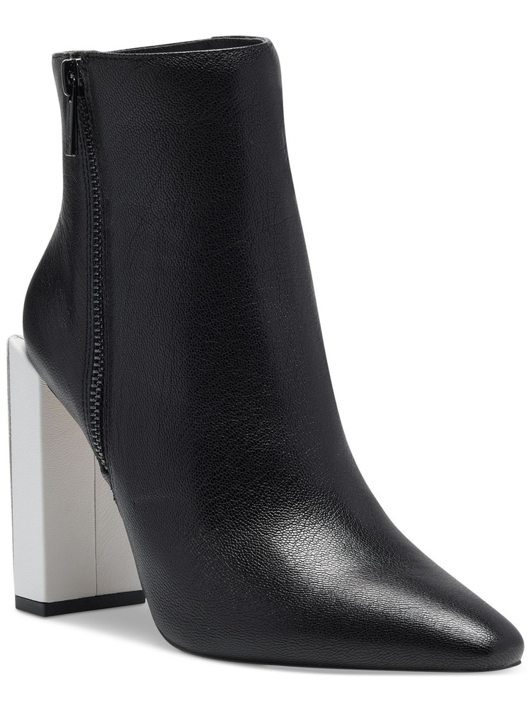 JESSICA SIMPSON Womens Black Contrast Heel Timea Block Heel Leather Booties 5 M