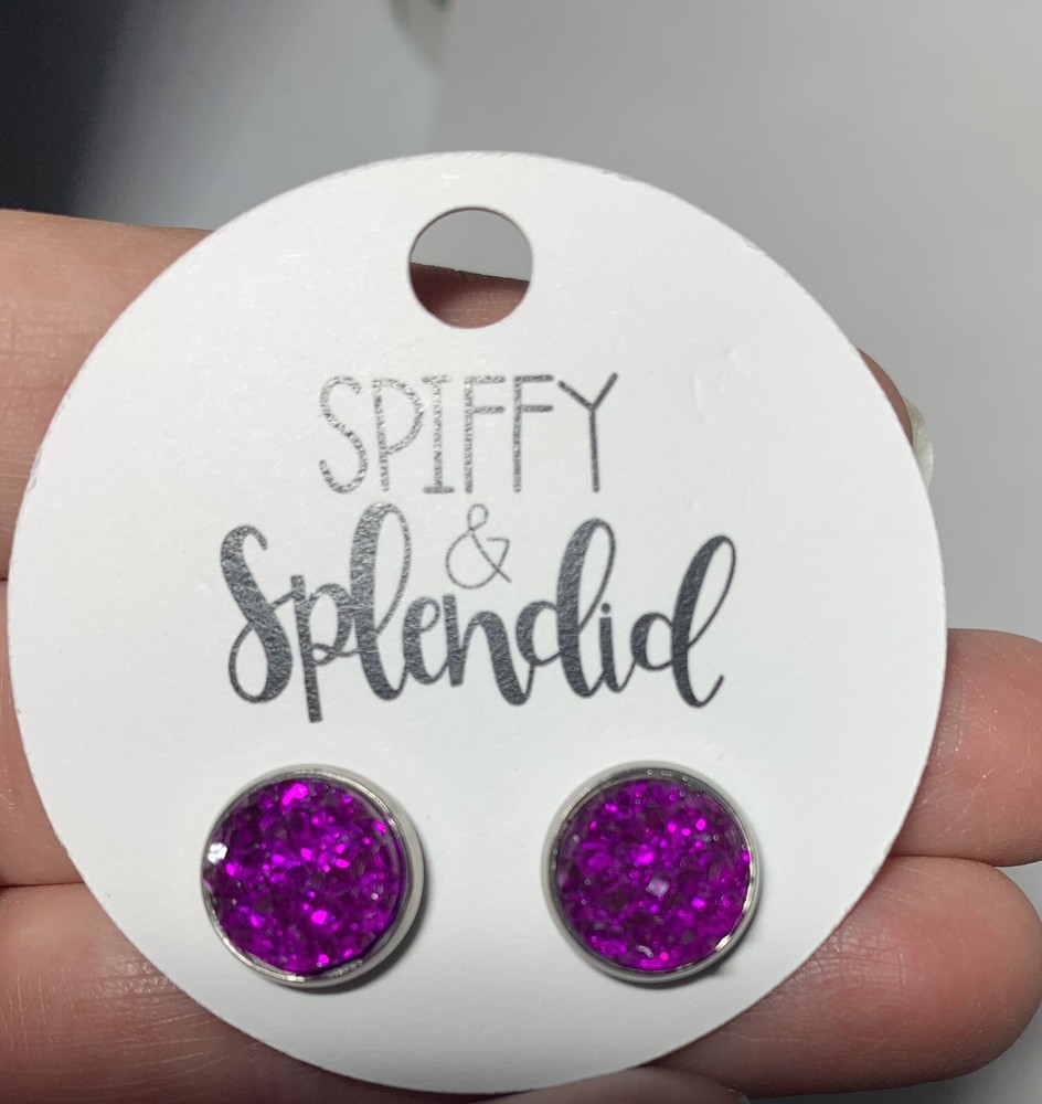 Purple Sparkly Post Earrings for Women Elegant Fashion Jewelry