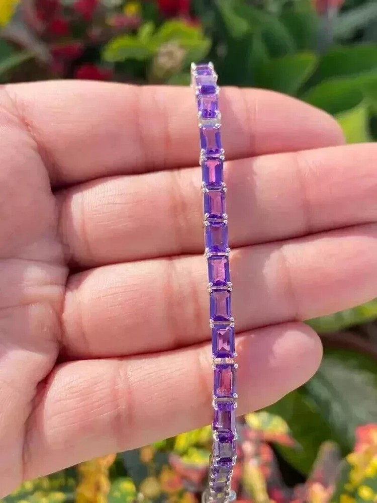 10CT Marquise Lab Emerald Tennis Bracelet 14K White Gold 7in