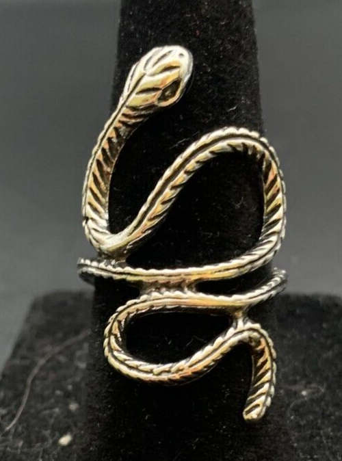 Vintage Antique Silver Tone Snake Ring - Size 6