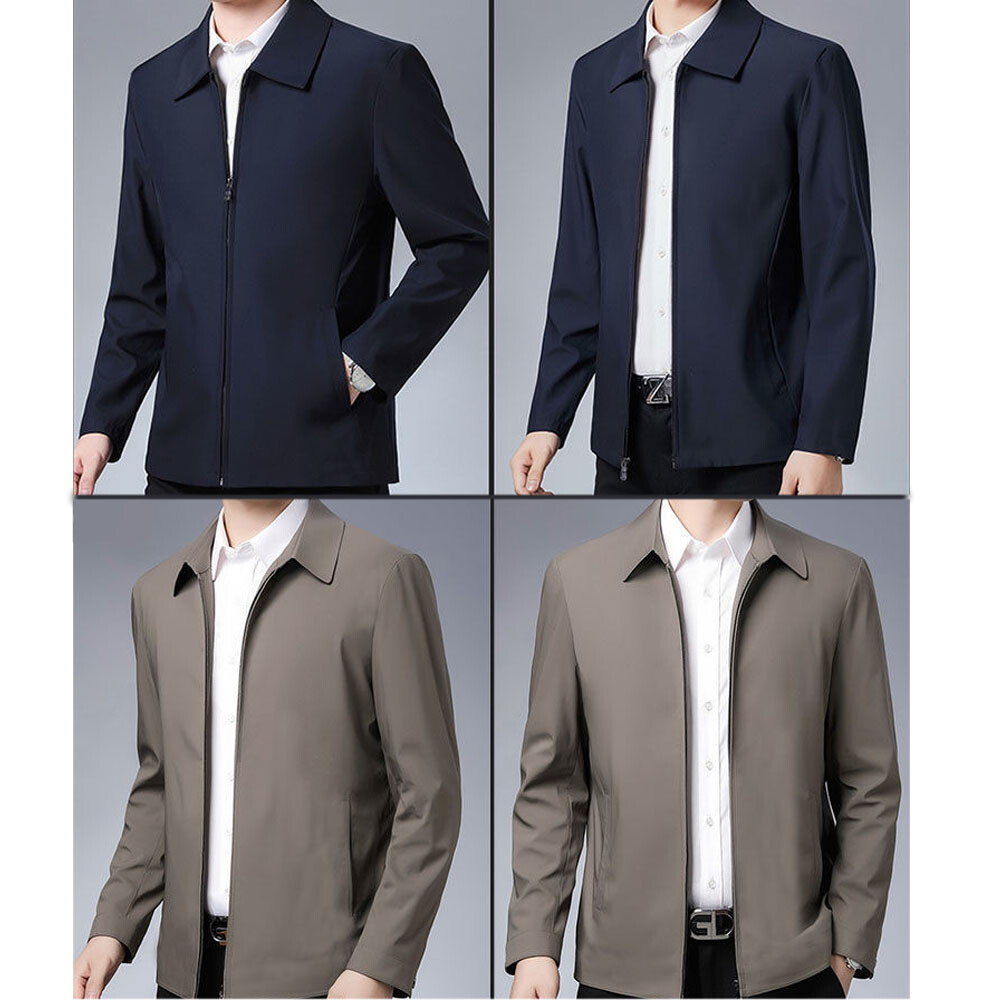 Casual Business Autumn Spring Jackets Outwear Top Men's Zipper Lapel Collar Coat