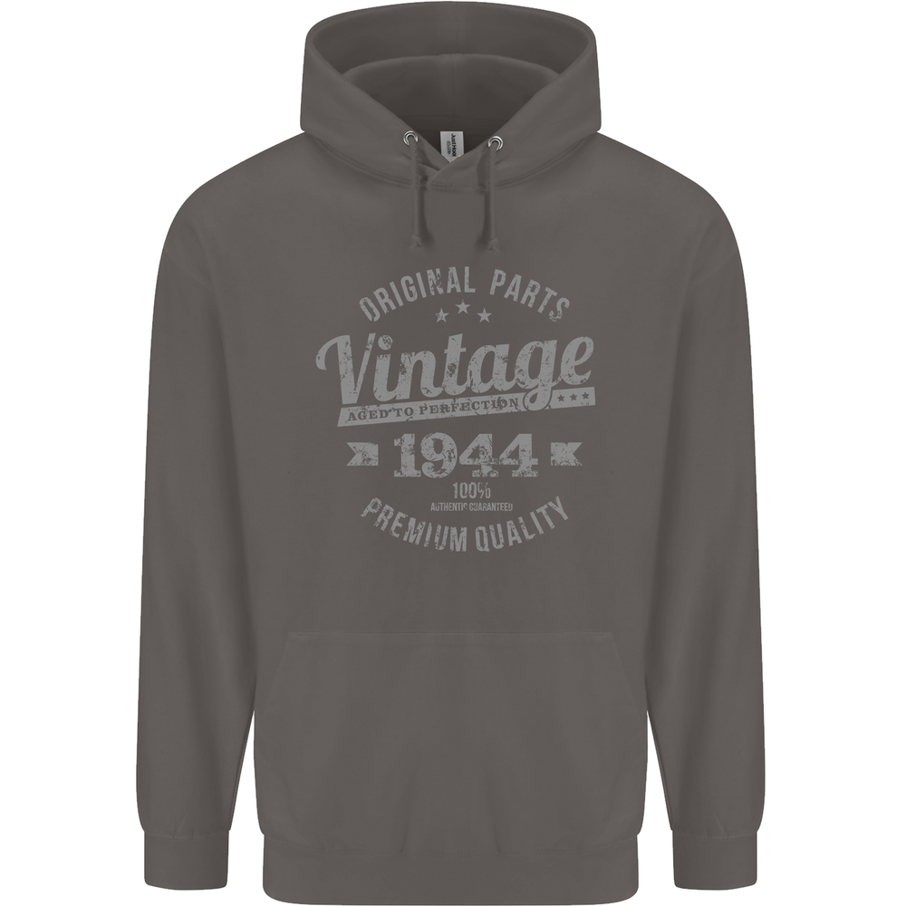 Vintage Year 80th Birthday 1944 Mens 80% Cotton Hoodie Charcoal
