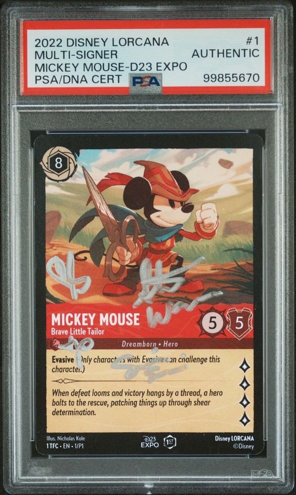 SIGNED Disney Lorcana 2022 Promo #1 D23 Expo PSA/DNA Cert Steve Warner +3 Auto