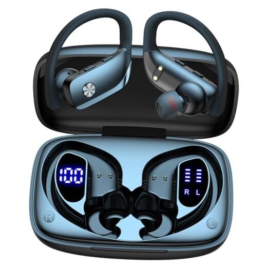 Bluetooth Wireless Earbuds with 48H Playback Sport Earphones in Black