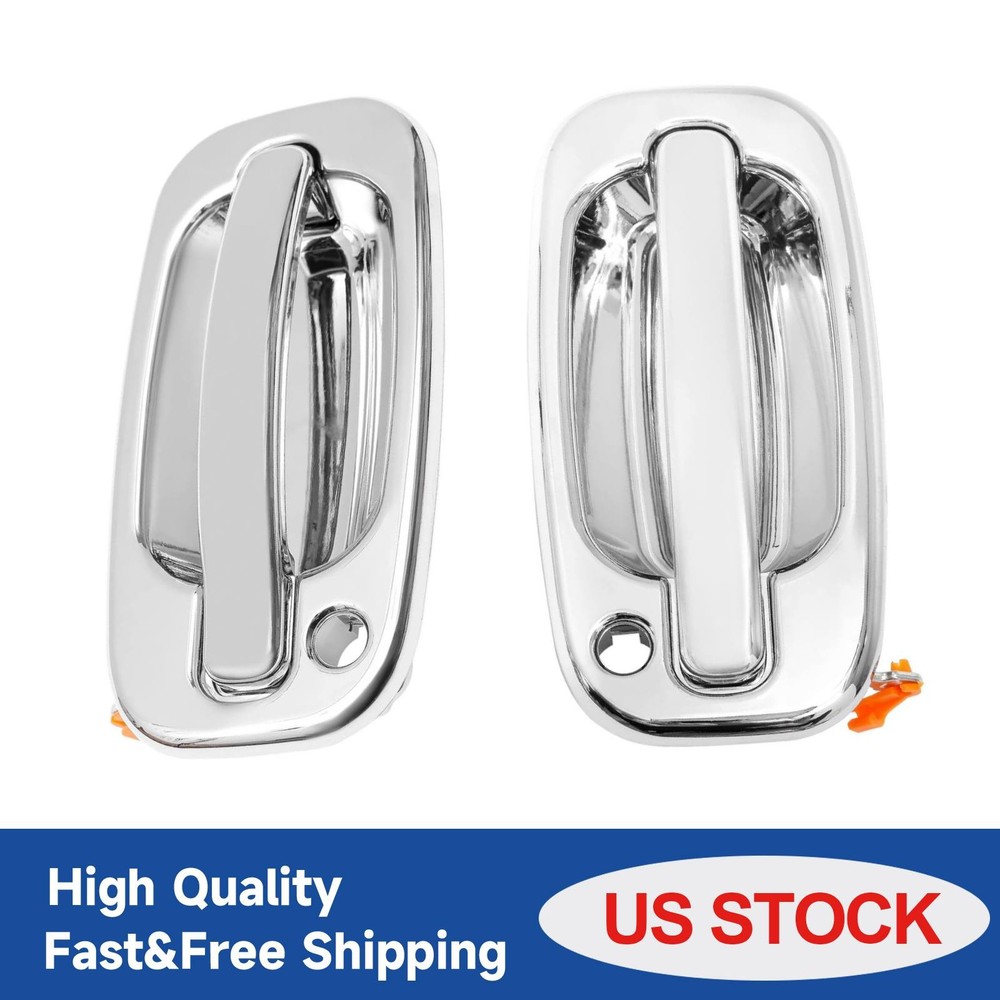 Plastic Chrome Outer Outside Exterior Door Handle Pair Set for GMC Chevy