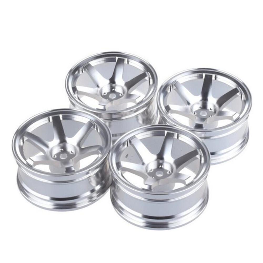 4Pcs Silver Aluminum Alloy Wheel Rims for 1/10 RC Car Crawler
