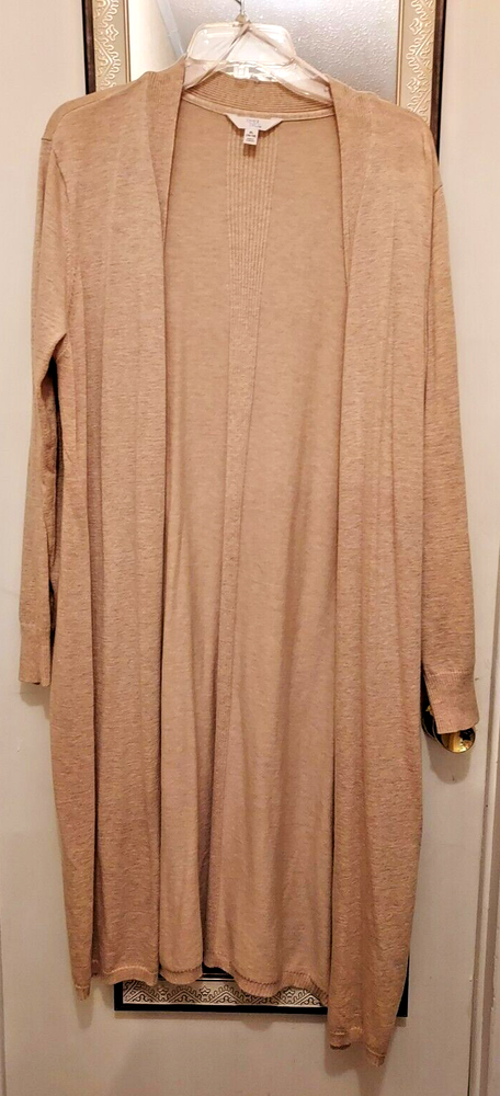 TIME AND TRU XL 16-18 Long Beige Cardigan Sweater No Pockets  