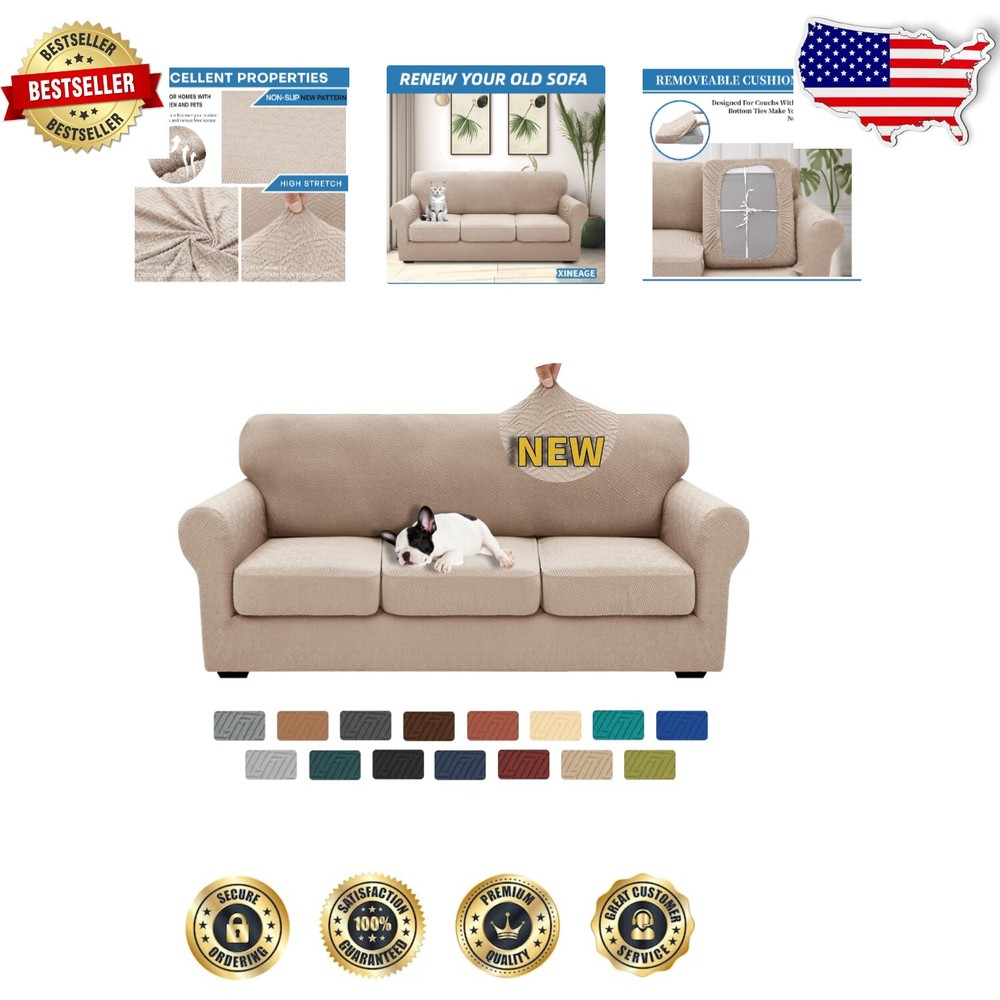 Elegant 4-Piece Jacquard Sofa Protector Covers for Pets - Fits 71