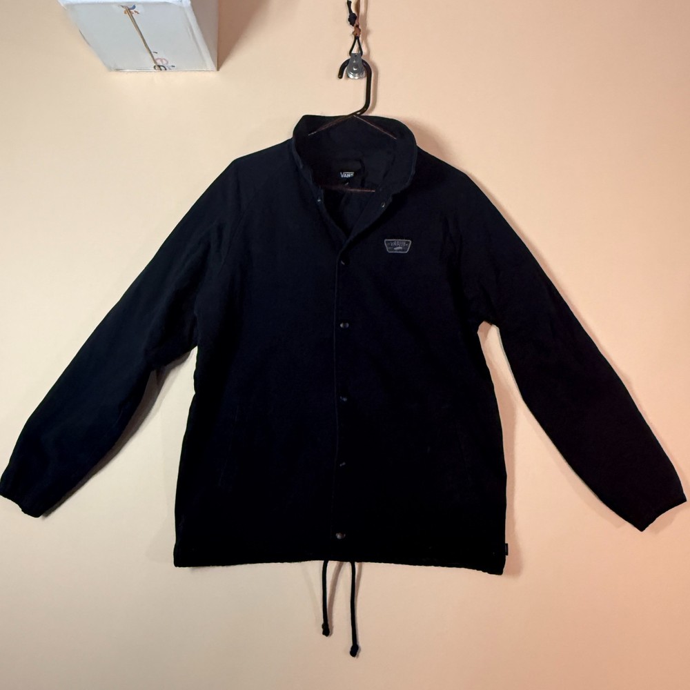 Vans Black Button Down Canvas Coach's Military Jacket Men's Size Large L