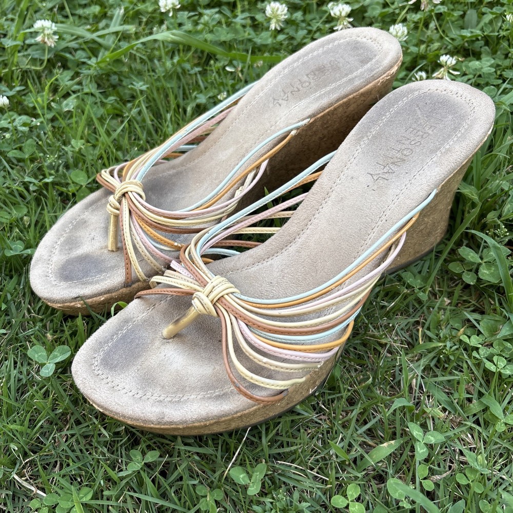 Y2K Wedges Personal Identity Size 8.5 Multicolor Pastel Slip On