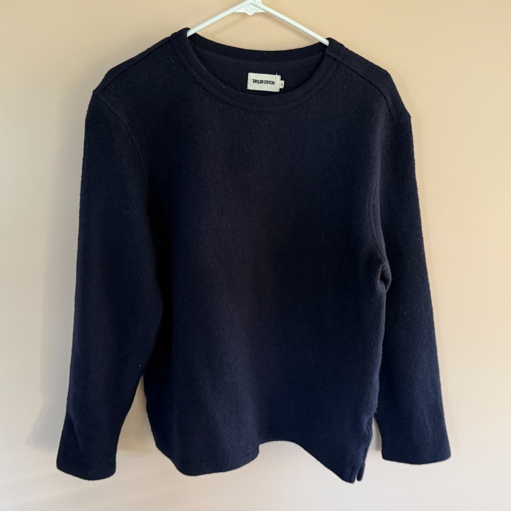Huckberry Taylor Stitch Wool Crew Neck Sweater Blue Men's Size Large L 42