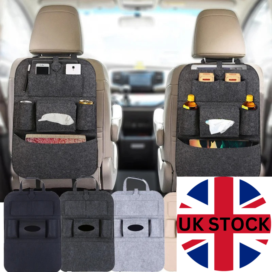 Car Seat Back Organiser with Multi-Pocket Storage for Tidy Travel UK