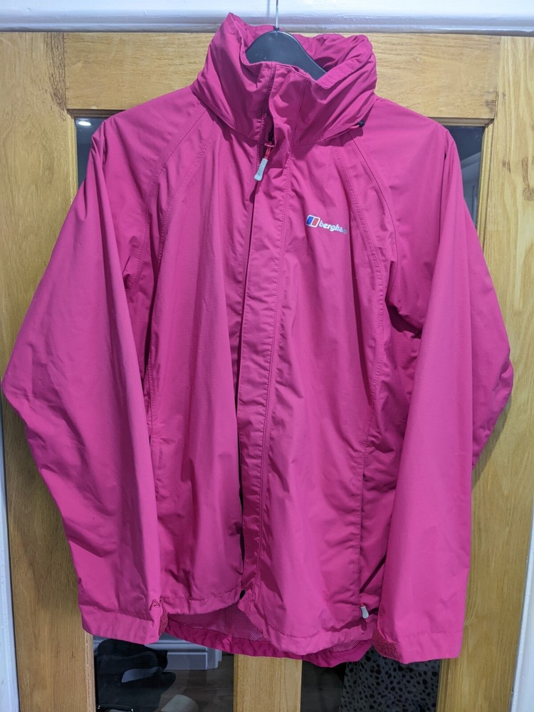 Berghaus AQ2 Jacket Womens Size 16 Pink Waterproof Rain Coat Hooded Lightweight