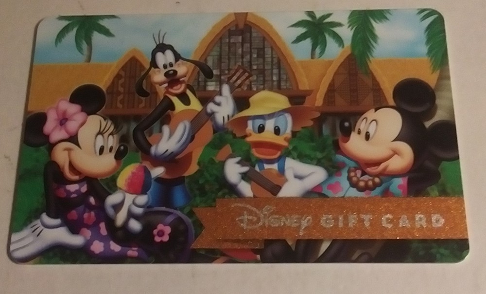 Disney gift card empty no funds Mickey Minnie Donald Goofy