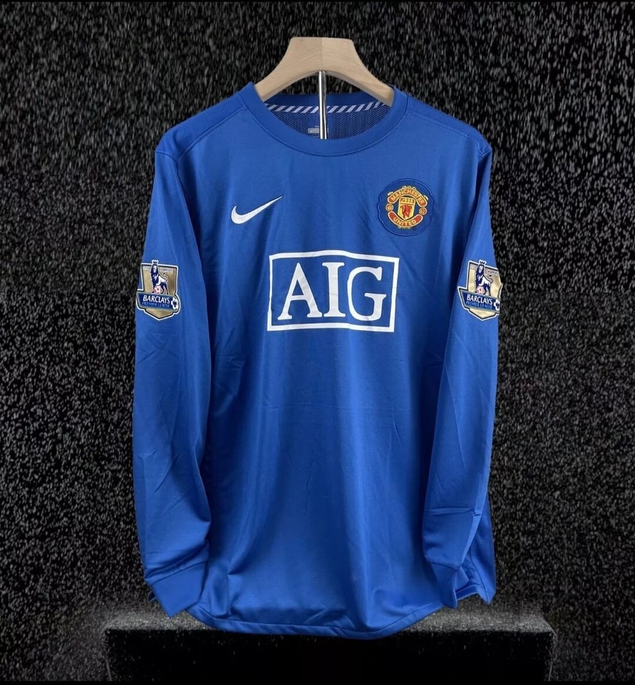 Manchester United 07-08 Blue Long Sleeve Premier League Away Jersey Ronaldo #7