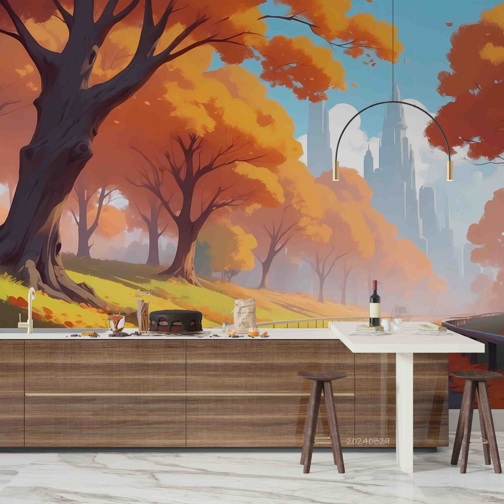 3D Autumn Landscape Illustration Wall Murals Wallpaper Murals Wall Sticker 17