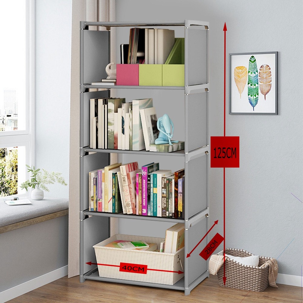 4-Tier Leaning Ladder Bookcase Wall Shelf for Home Storage