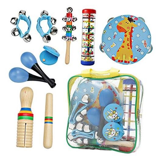 Montessori Baby Musical Instruments Set with Percussion Toys in Blue  