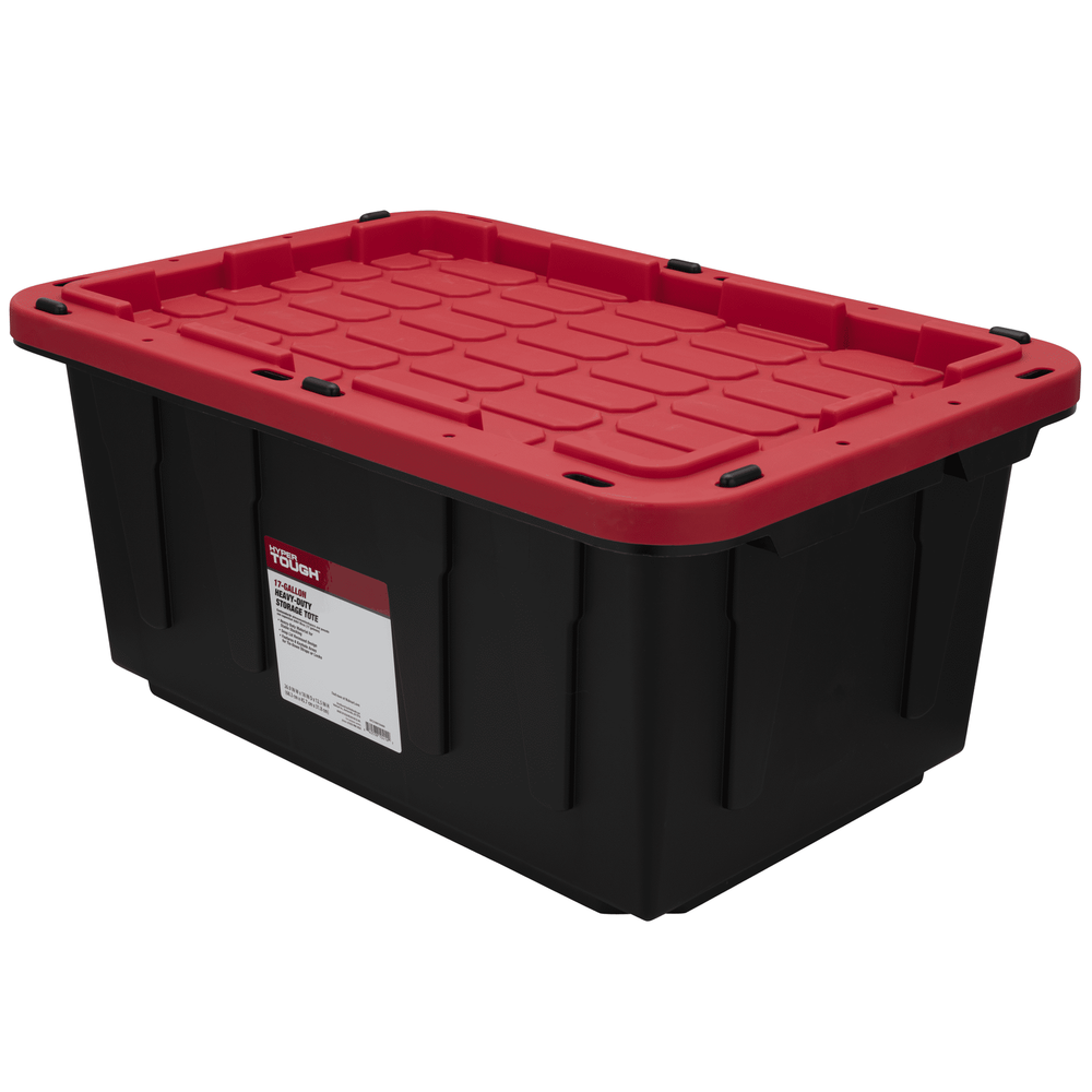 17 Gallon Black and Red Storage Bin with Secure Snap-On Lid