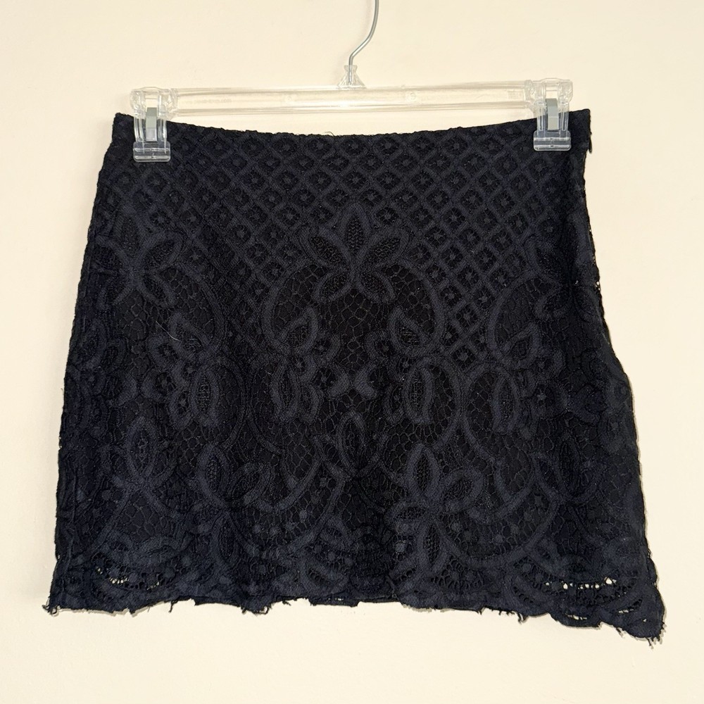 Free People Black Lace Mini Skirt Size 6