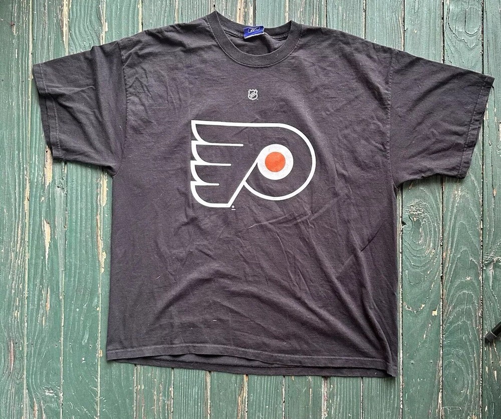 Philadelphia Flyers shirt Biron #43 Hockey Black Crew Neck Reebok XL Vintage