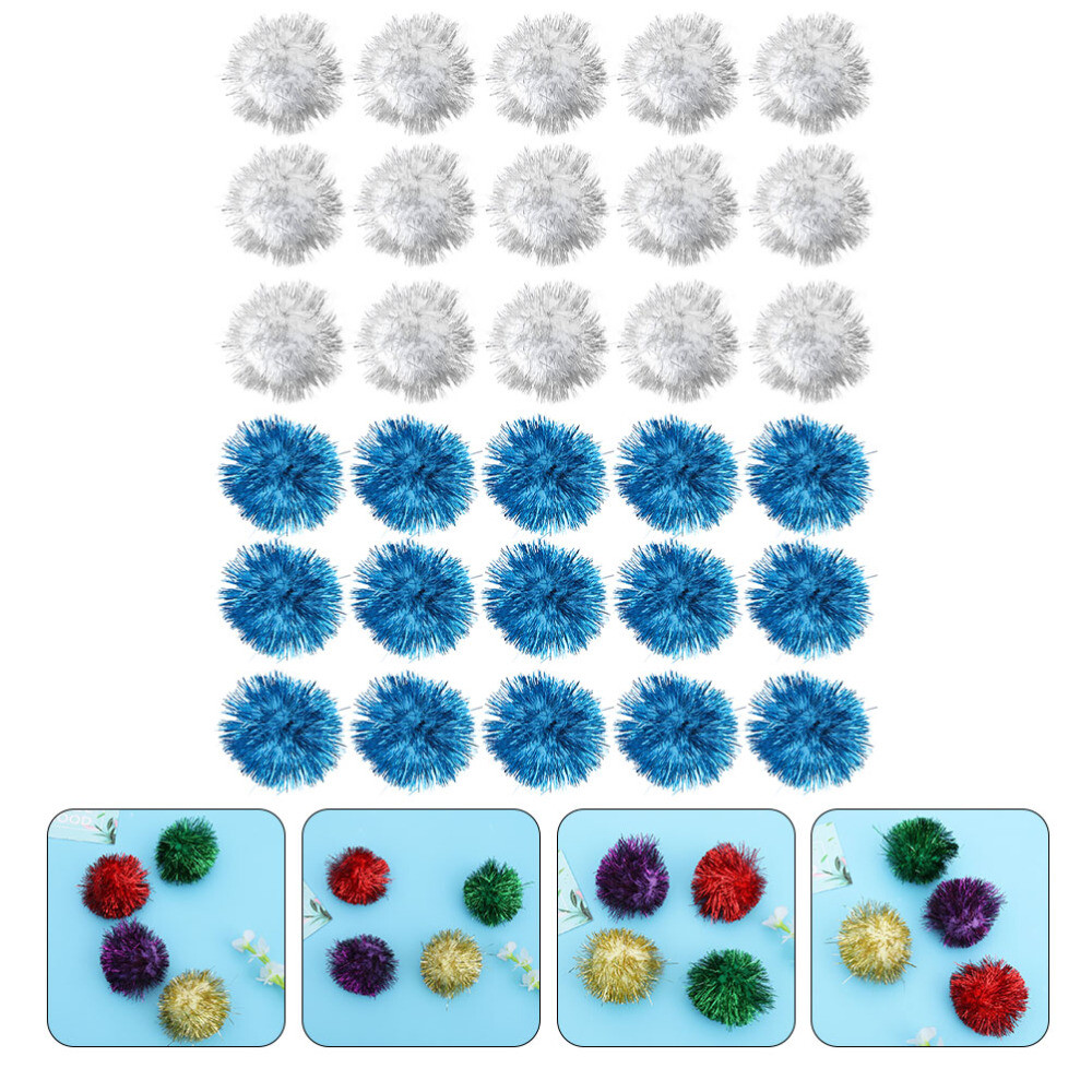 60 Pcs Cat Tinsel Ball Playthings Squeaky Light up Balls Toys Sparkle