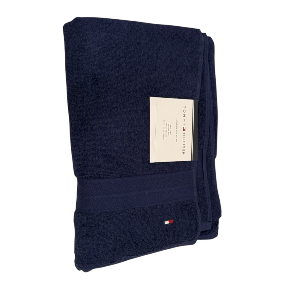 TOMMY HILFIGER Modern American 30x54 Peacoat Cotton Bath Towel New
