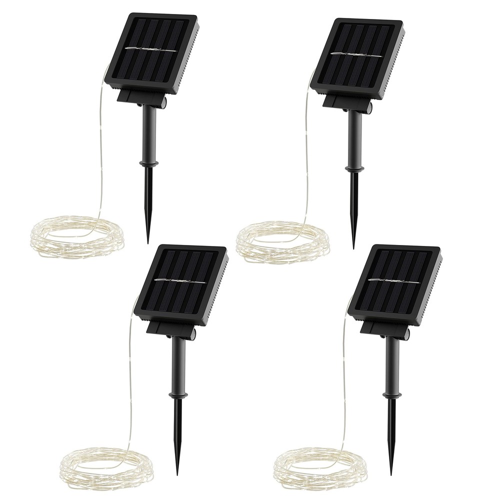 Solar-Powered 100 LED Fairy Lights Warm White 4-Pack for Outdoor Decor