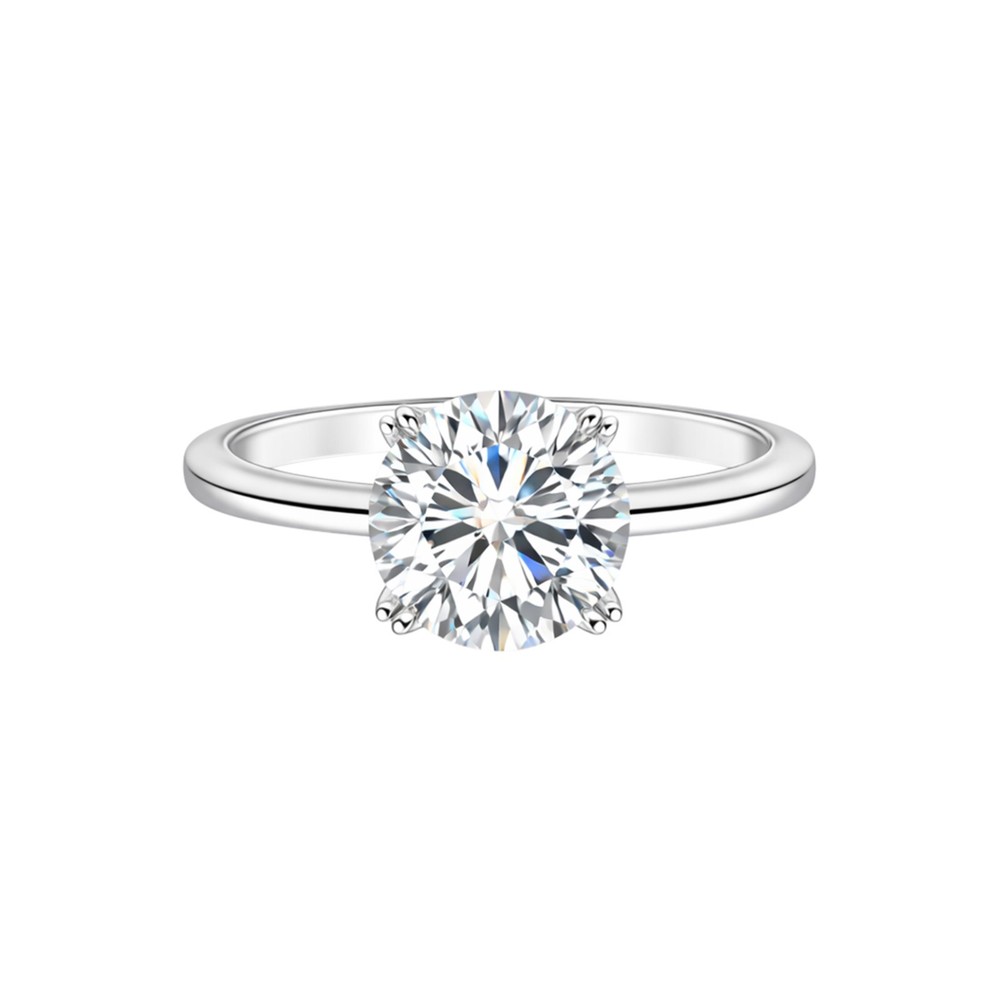 5.00 Ct. Double Prongs E/VS1 Round Cut Diamond Ring in 925 Sterling Silver