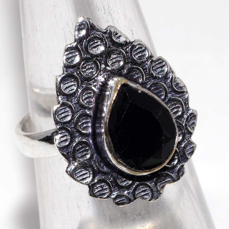 Black Onyx 925 Silver Plated Gemstone Handmade Ring US 6 Fashionable Jewelry JW