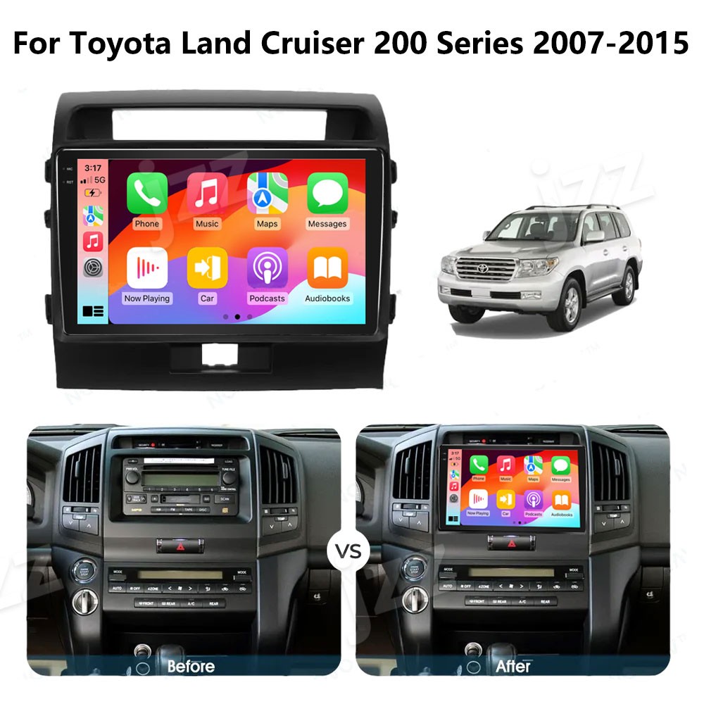 4-64GB Car radio Wireless Carplay  ForToyota Land Cruiser 200 Series 2007-2015